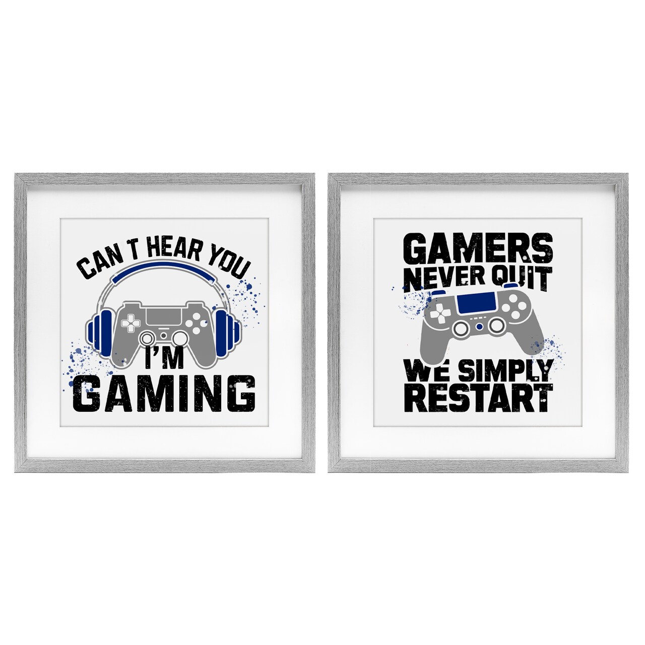 Stupell Industries Gamer Culture Phrases 2pc Framed Print Under Glass Set, design by Kim Allen
